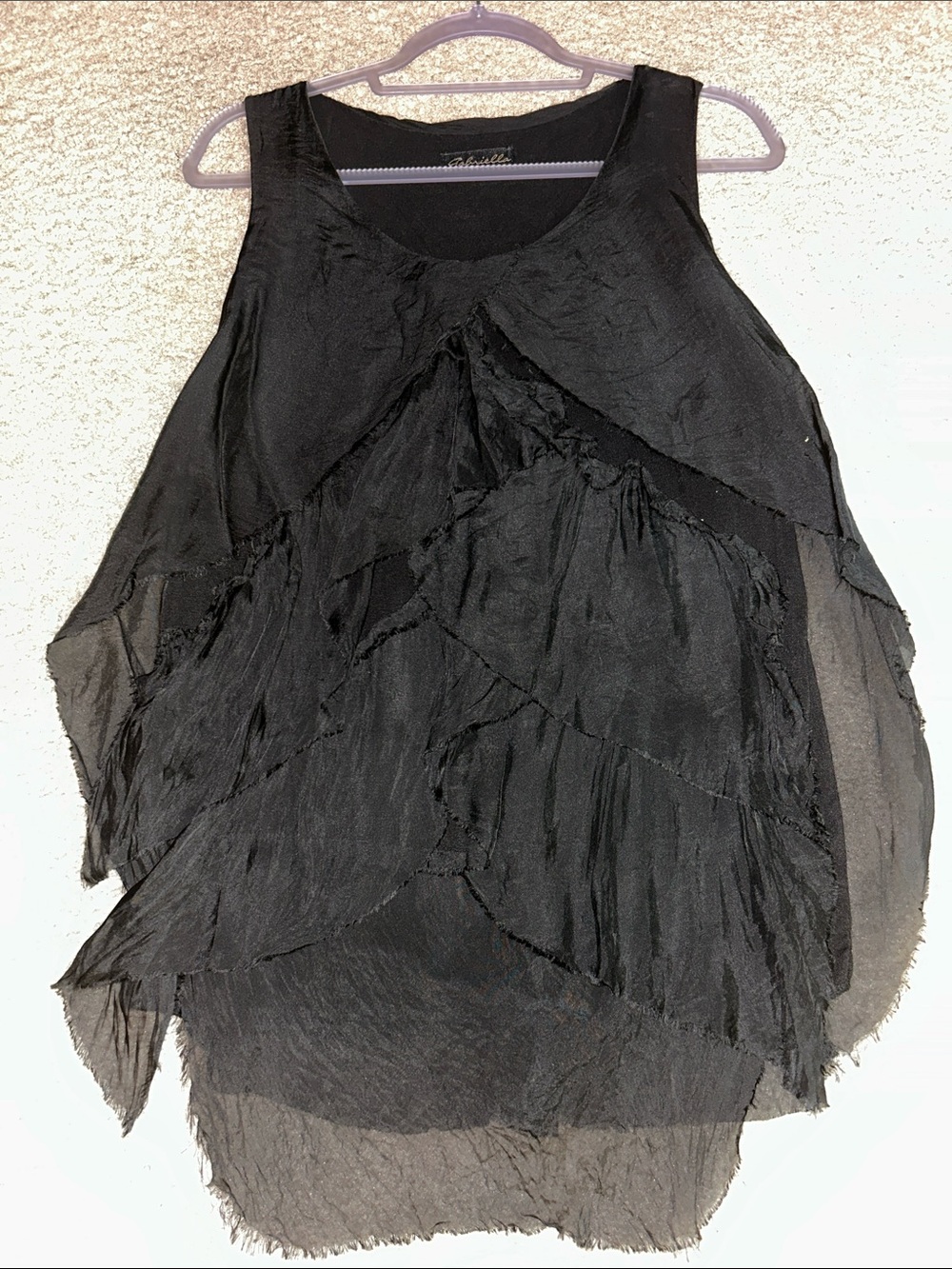 Gabriella Black Layered Chiffon Asymmetric top